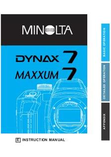 Minolta Dynax 7 manual. Camera Instructions.